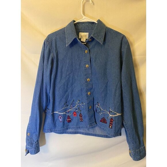 christopher & Banks Tops - Christopher & Banks Vintage Denim Jean Shirt Womens Size Medium M Birdhouse